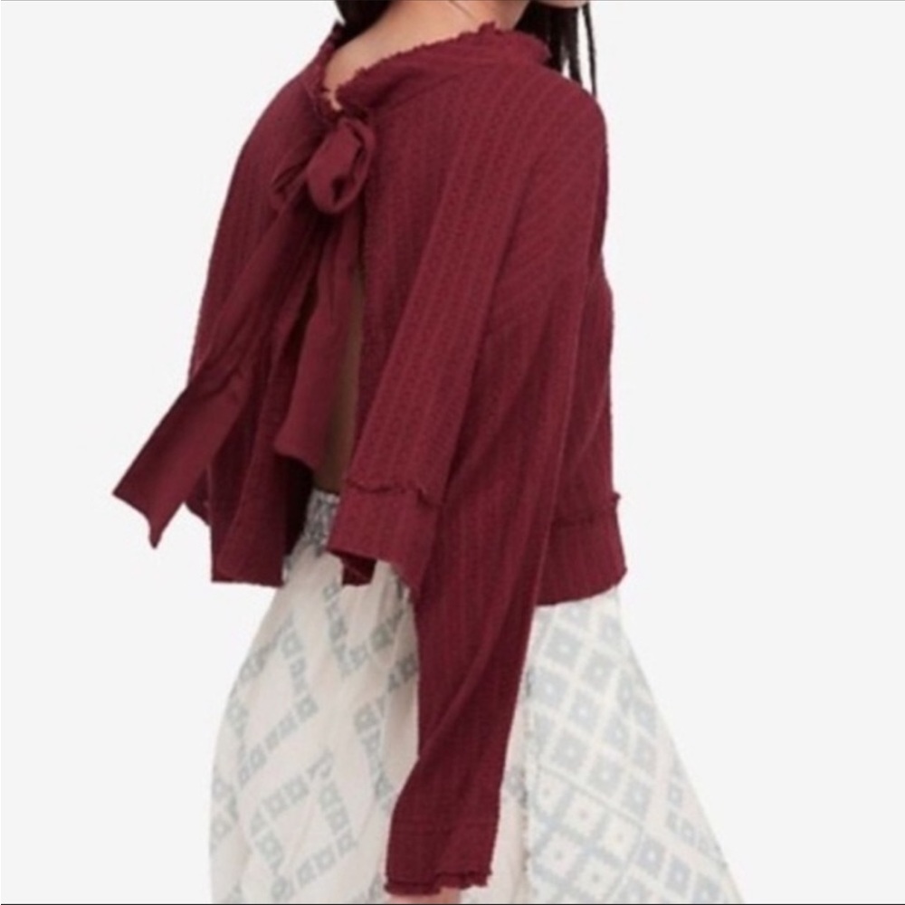 Free People Burgundy Open-Back Top